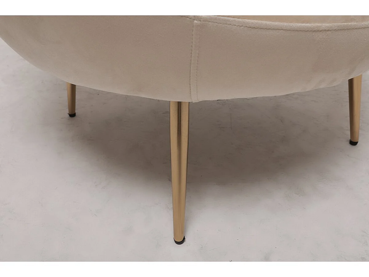 Fauteuil en velours "Cocon" - 77 x 74 x 77.5 cm - Beige