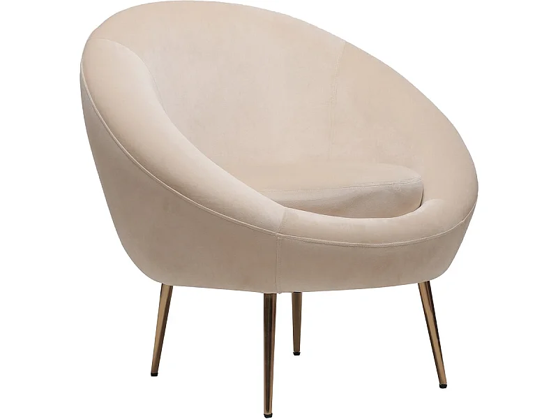 Fauteuil en velours "Cocon" - 77 x 74 x 77.5 cm - Beige