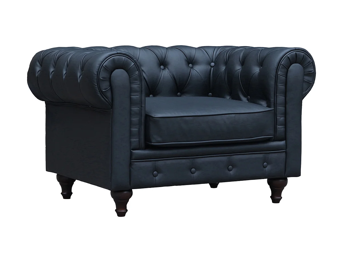 Fauteuil Chesterfield "Aliza" - 111 x 82 x 70 cm - Noir