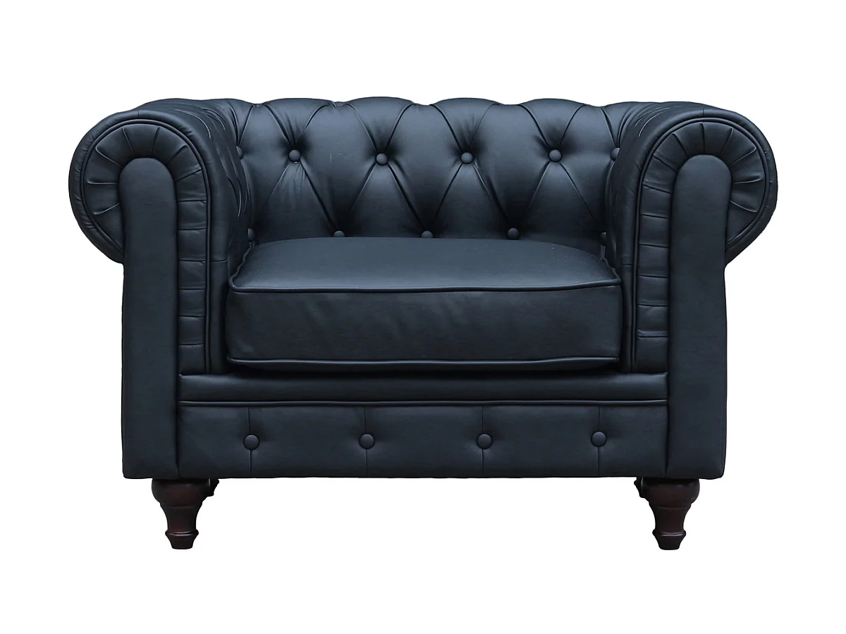 Fauteuil Chesterfield "Aliza" - 111 x 82 x 70 cm - Noir