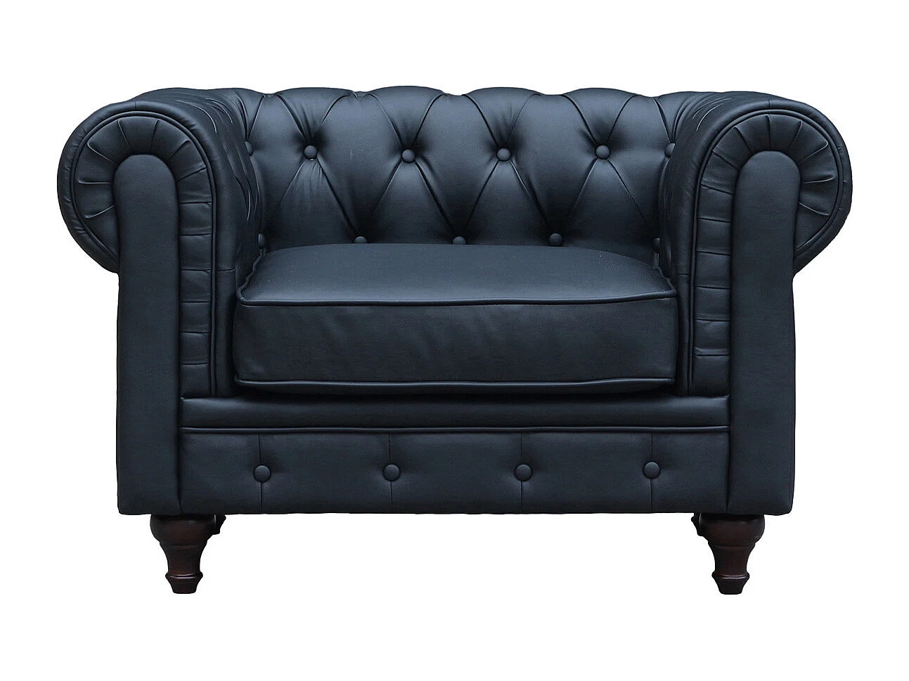 Fauteuil Chesterfield "Aliza" - 111 x 82 x 70 cm - Noir