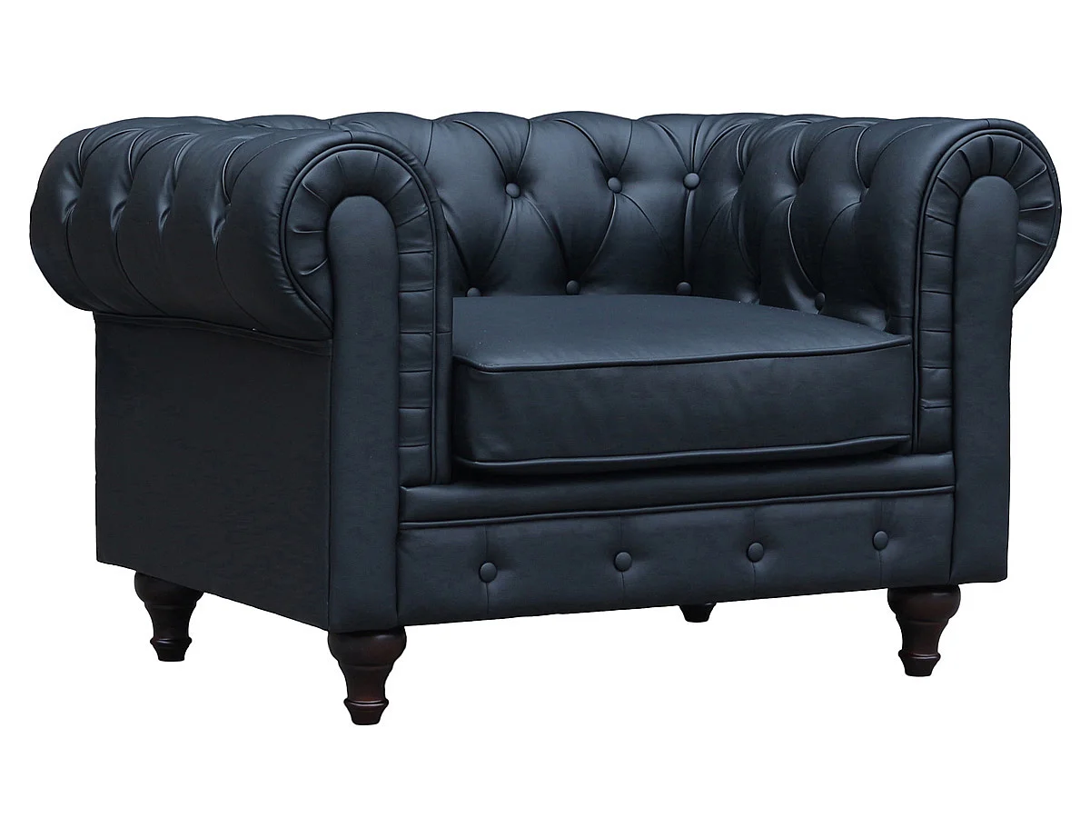 Chesterfield Sessel "Aliza" - 111 x 82 x 70 cm - Schwarz