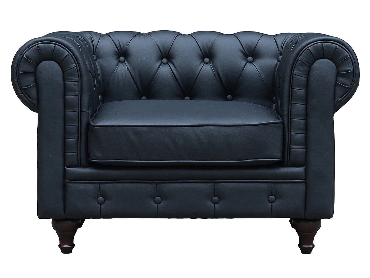 Chesterfield Sessel "Aliza" - 111 x 82 x 70 cm - Schwarz