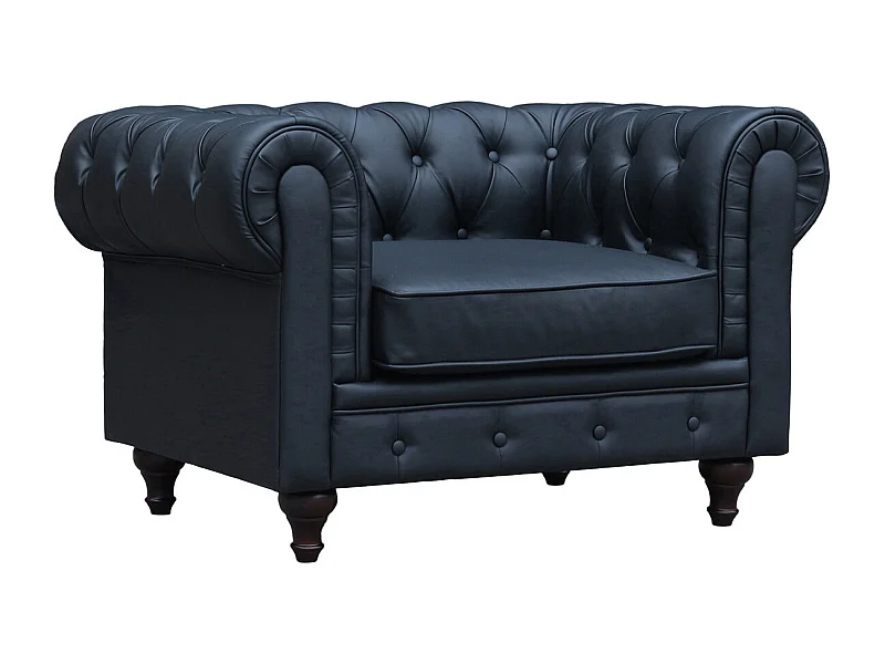 Fauteuil Chesterfield "Aliza" - 111 x 82 x 70 cm - Noir