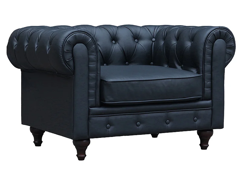 Fauteuil Chesterfield "Aliza" - 111 x 82 x 70 cm - Noir