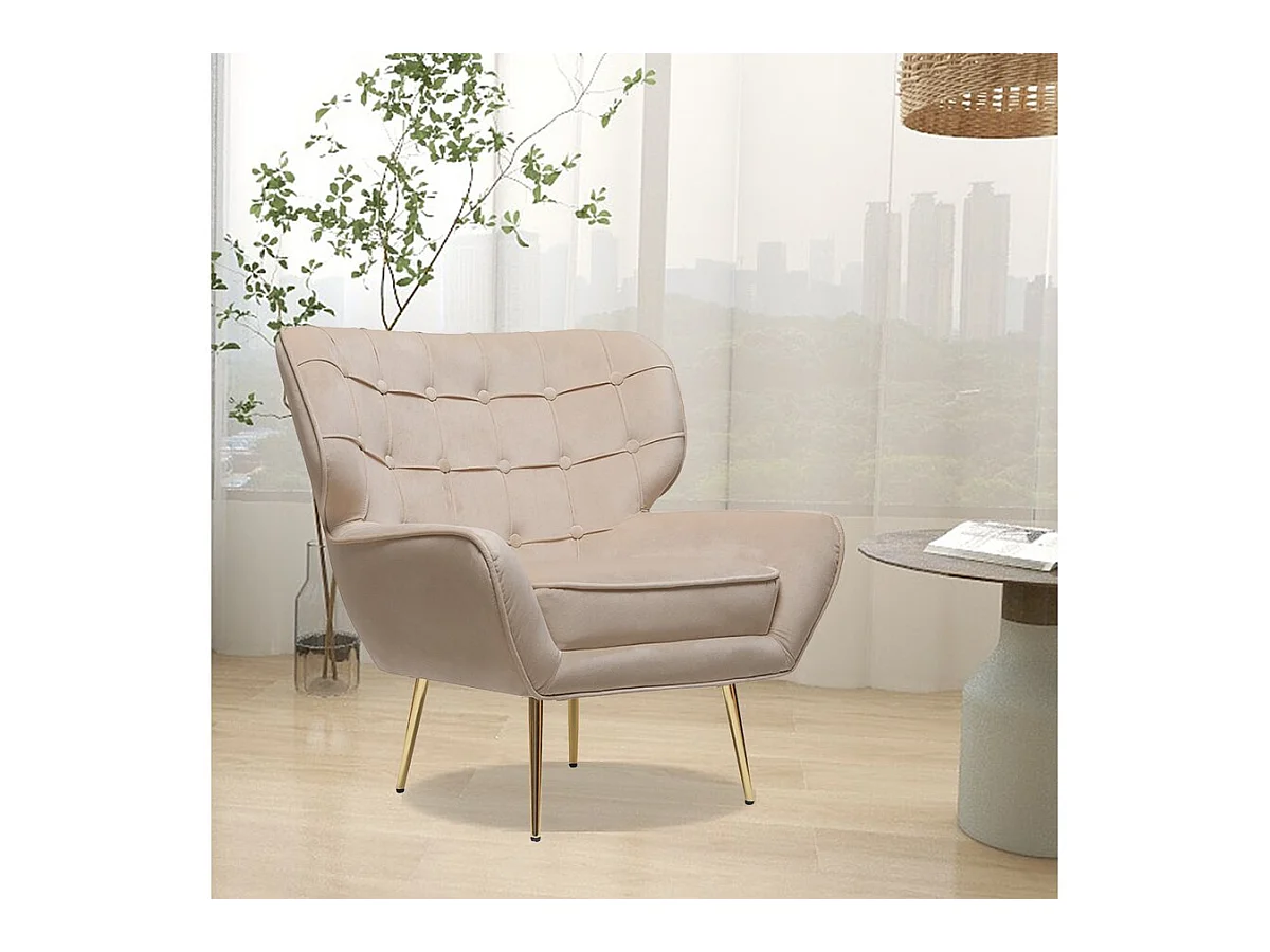 Sessel aus Samt "Austin" - 79 x 71 x 79,5 cm - Beige