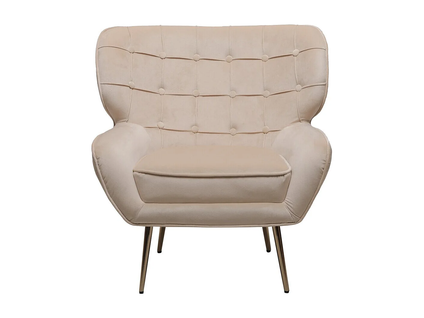 Fauteuil en velours "Austin" - 79 x 71 x 79.5 cm - Beige