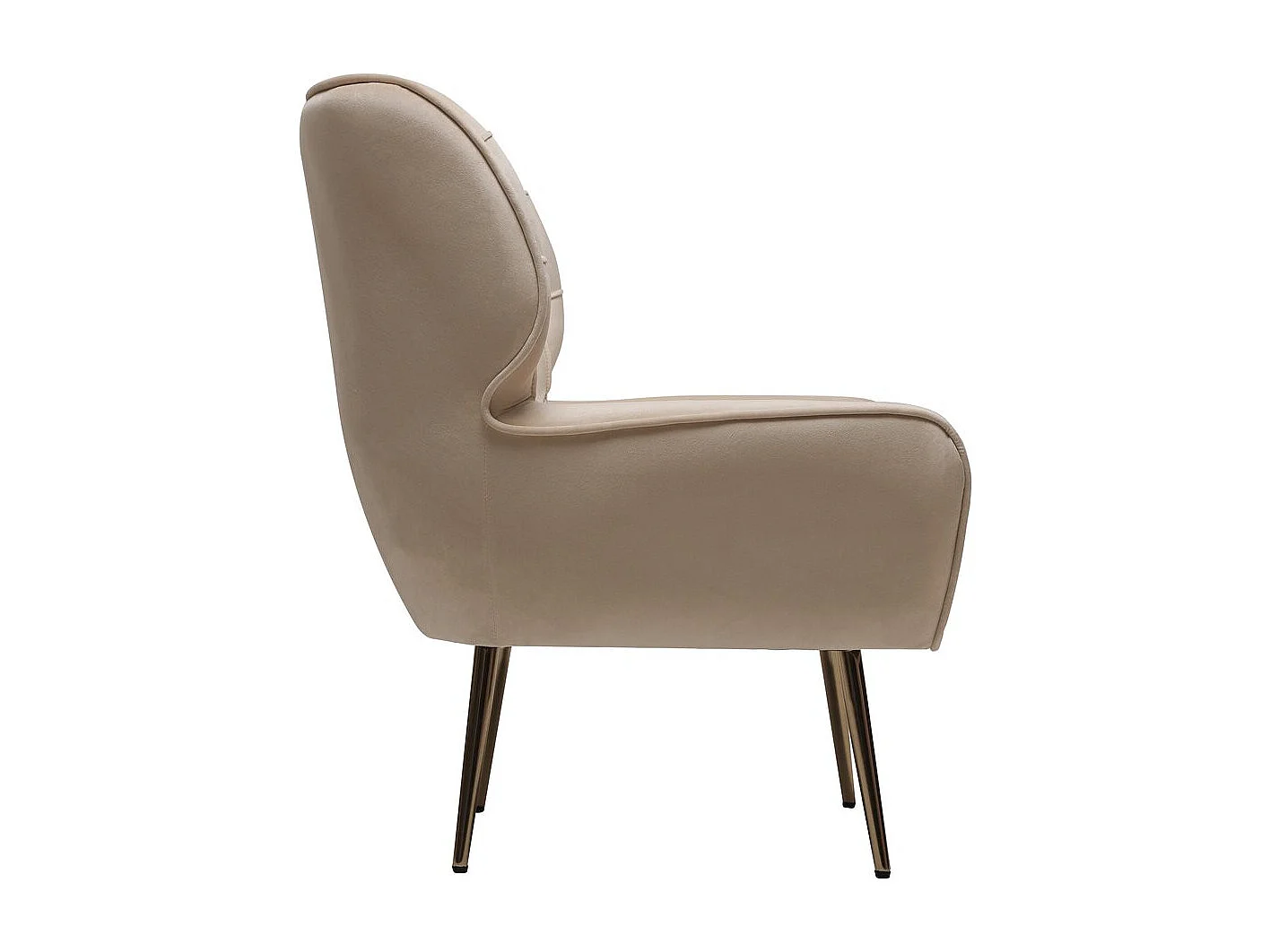 Fauteuil en velours "Austin" - 79 x 71 x 79.5 cm - Beige