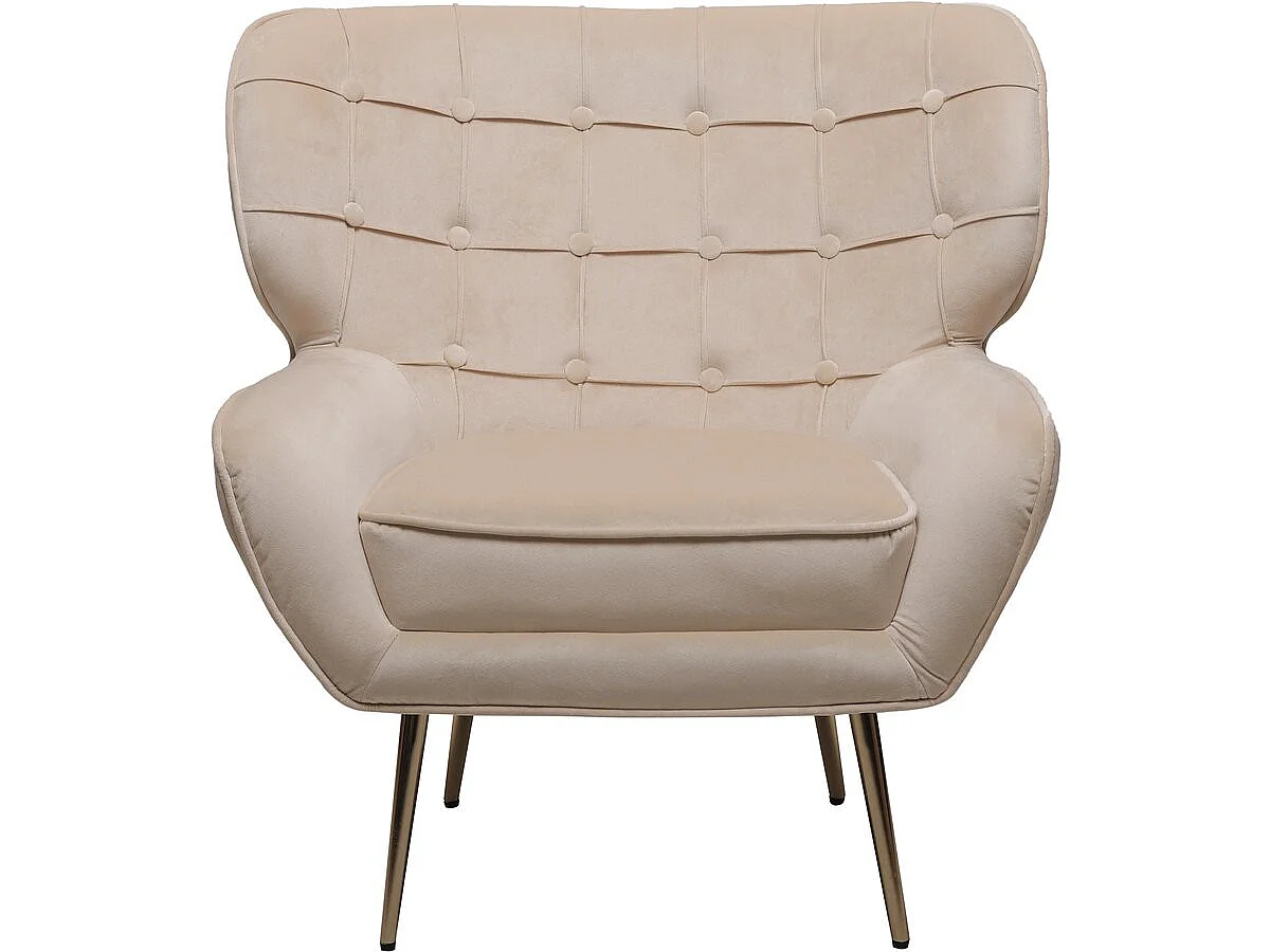 Poltrona de veludo "Austin" - 79 x 71 x 79,5 cm - Bege