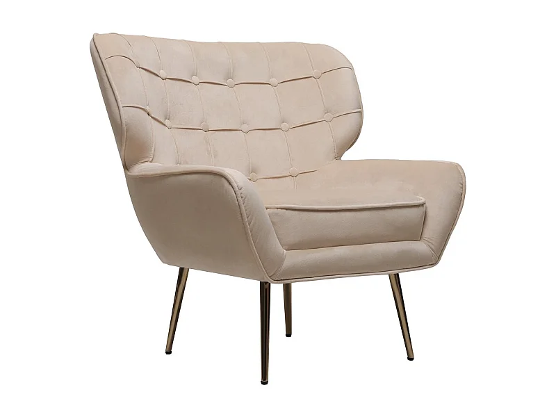 Sillón de terciopelo "Austin" - 79 x 71 x 79,5 cm - Beige