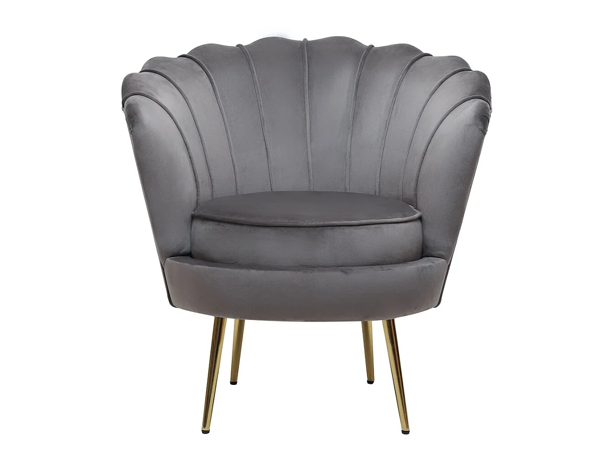 Fauteuil en velours "Floria" - 75 x 68 x 77.5 cm - Gris