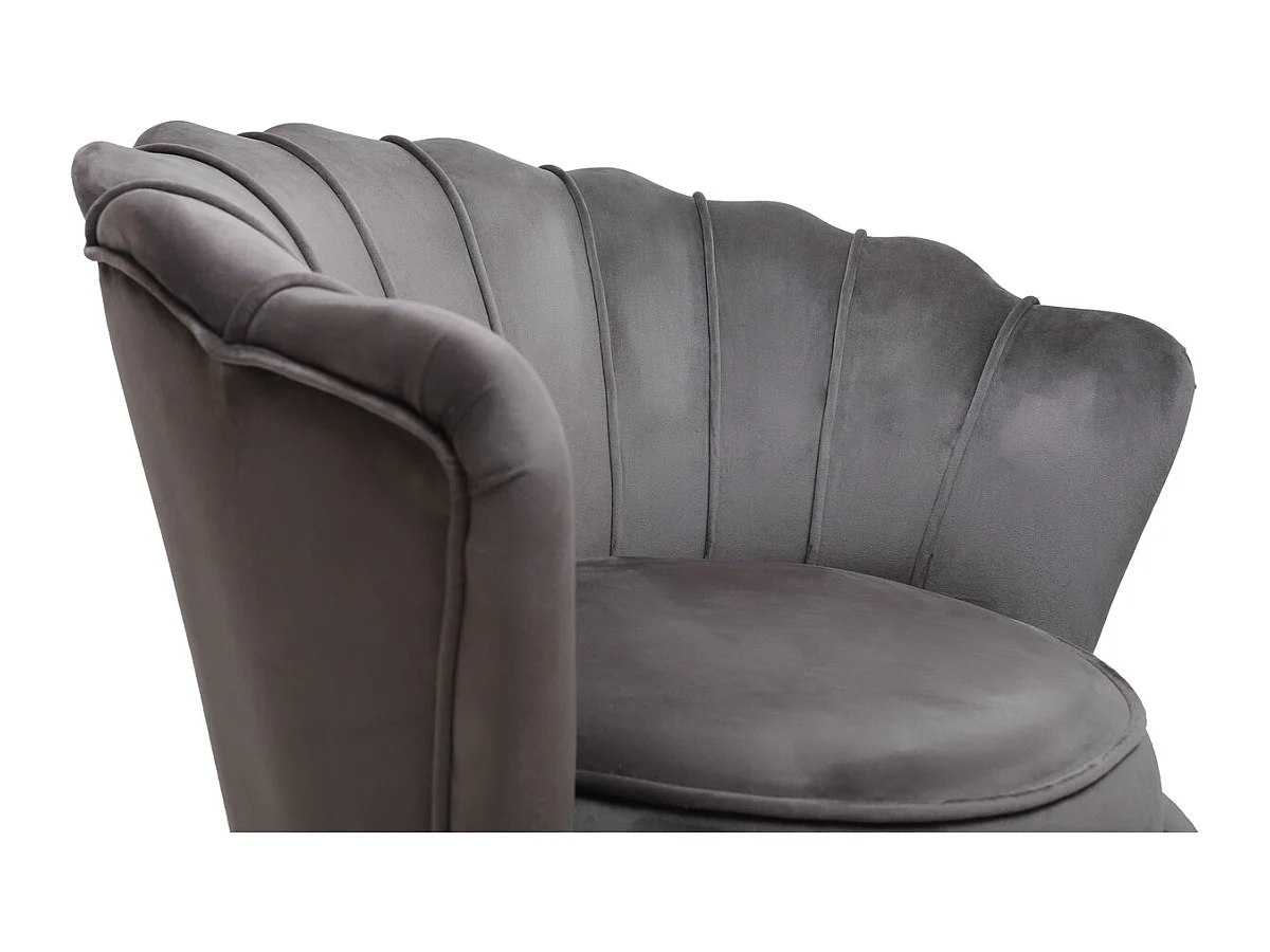 Fauteuil en velours "Floria" - 75 x 68 x 77.5 cm - Gris