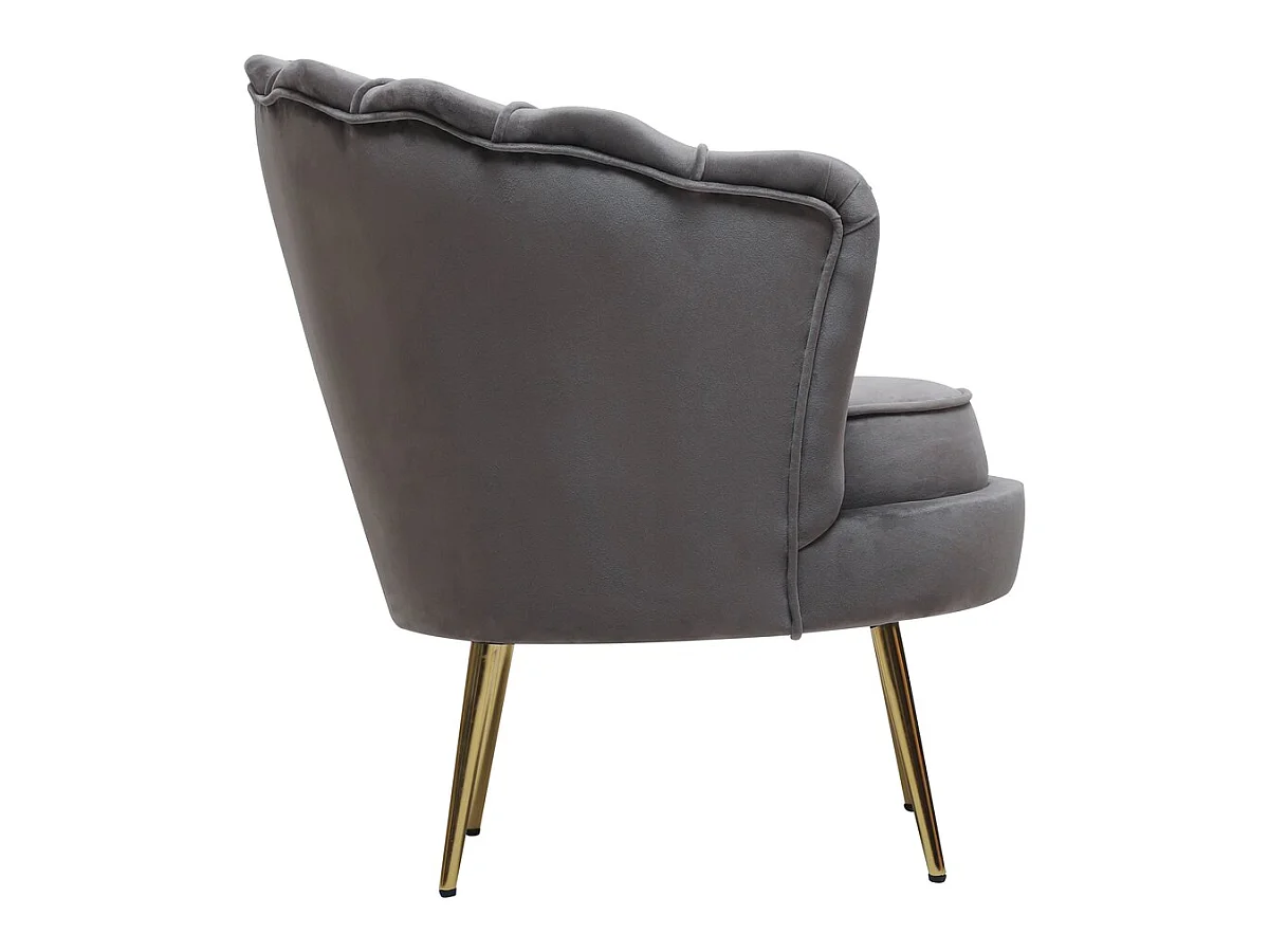 Fauteuil en velours "Floria" - 75 x 68 x 77.5 cm - Gris