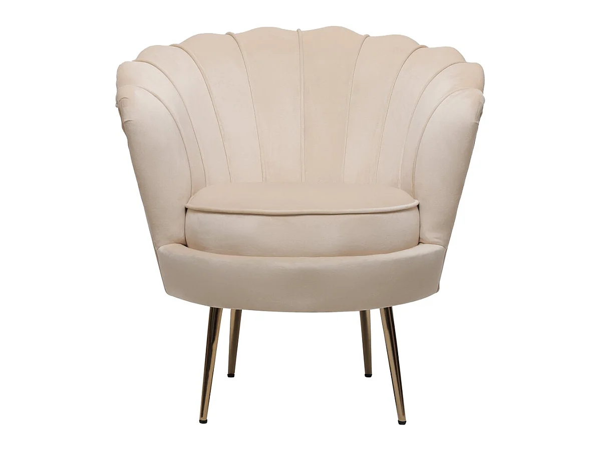 Fauteuil en velours "Floria" - 70 x 73 x 76 cm - Beige