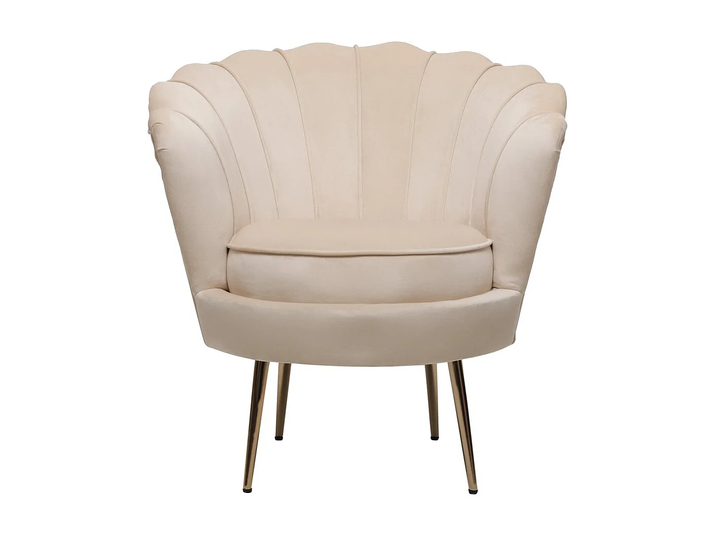 Fauteuil en velours "Floria" - 70 x 73 x 76 cm - Beige