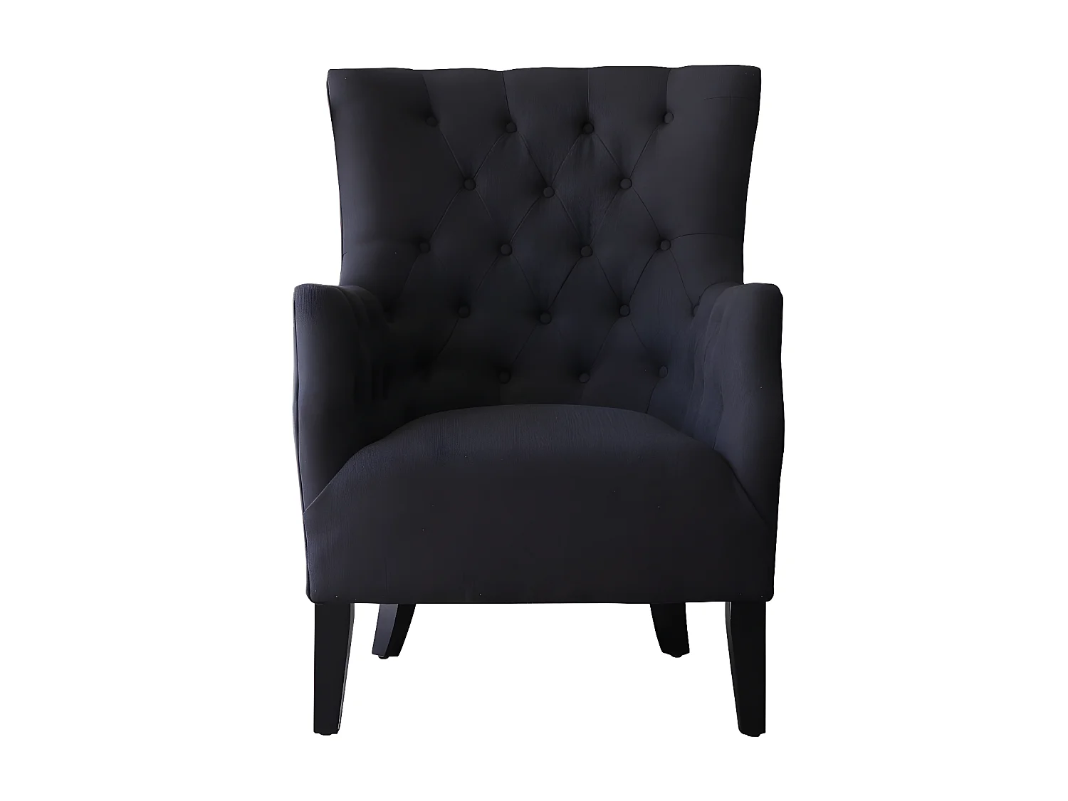 Poltrona Escandinava Tecido "Duchesse" Preto - Confortável e Robusta em Madeira de Eucalipto