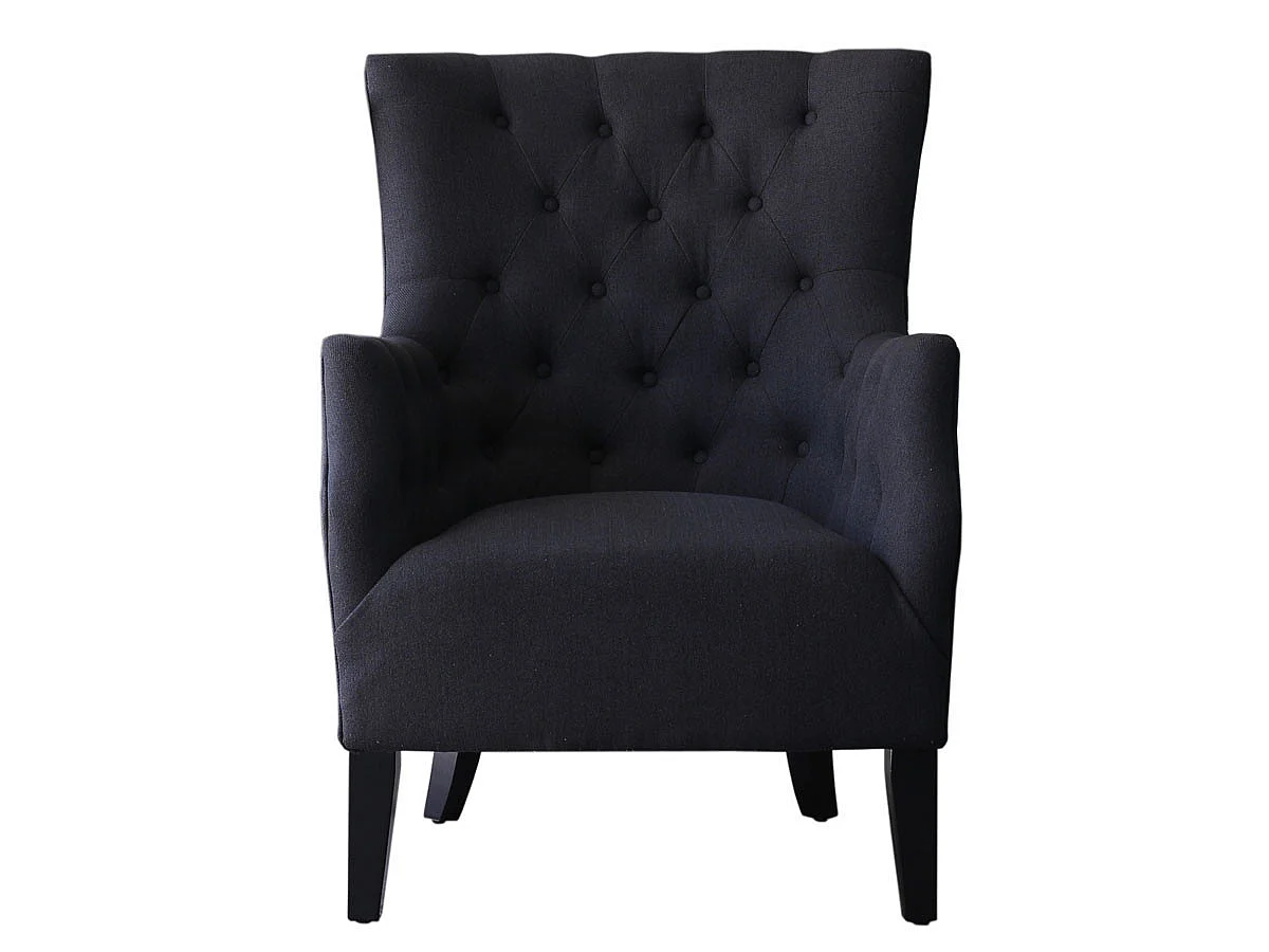 Fauteuil Scandinave Tissu "Duchesse" - 76 x 83 x 100,5 cm - Noir
