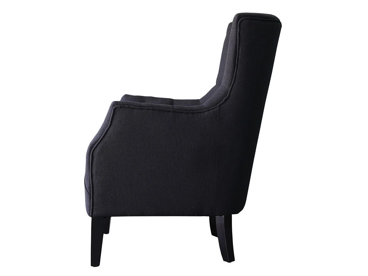 Fauteuil Scandinave Tissu "Duchesse" - 76 x 83 x 100,5 cm - Noir