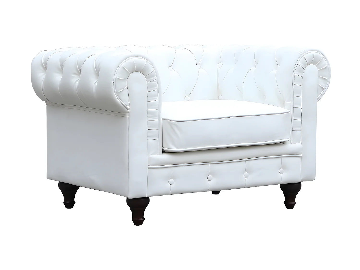 Fauteuil Chesterfield "Aliza" - 111 x 82 x 70 cm - Blanc