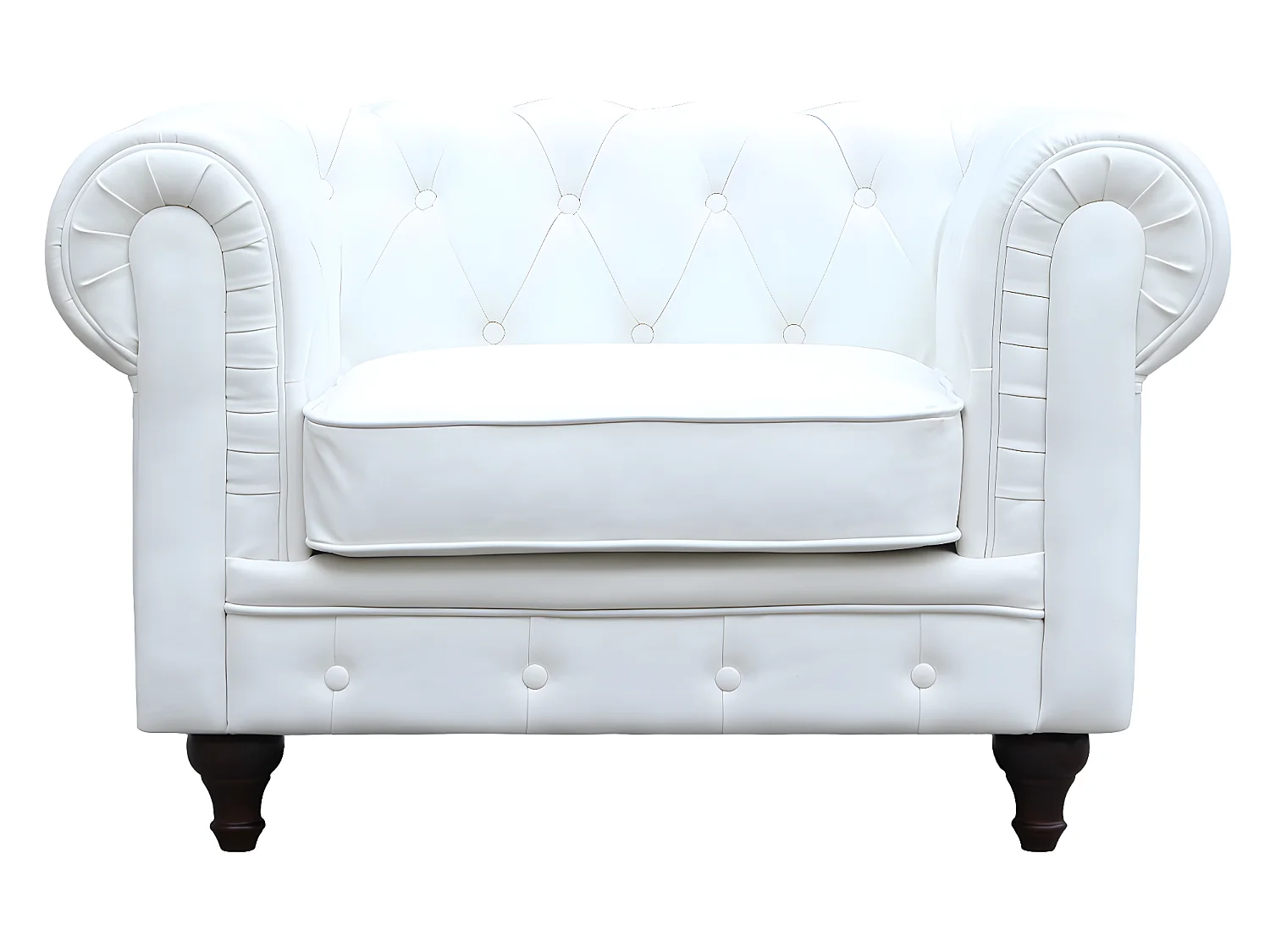 Fauteuil Chesterfield "Aliza" - 111 x 82 x 70 cm - Blanc