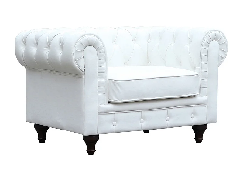 Fauteuil Chesterfield "Aliza" - 111 x 82 x 70 cm - Blanc