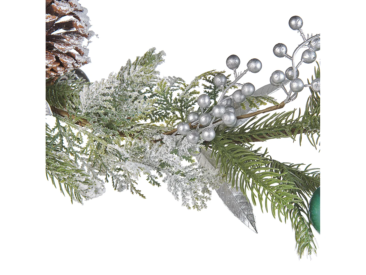 Weihnachtsgirlande grün / silber mit Schnee bestreut 150 cm LLEIDA