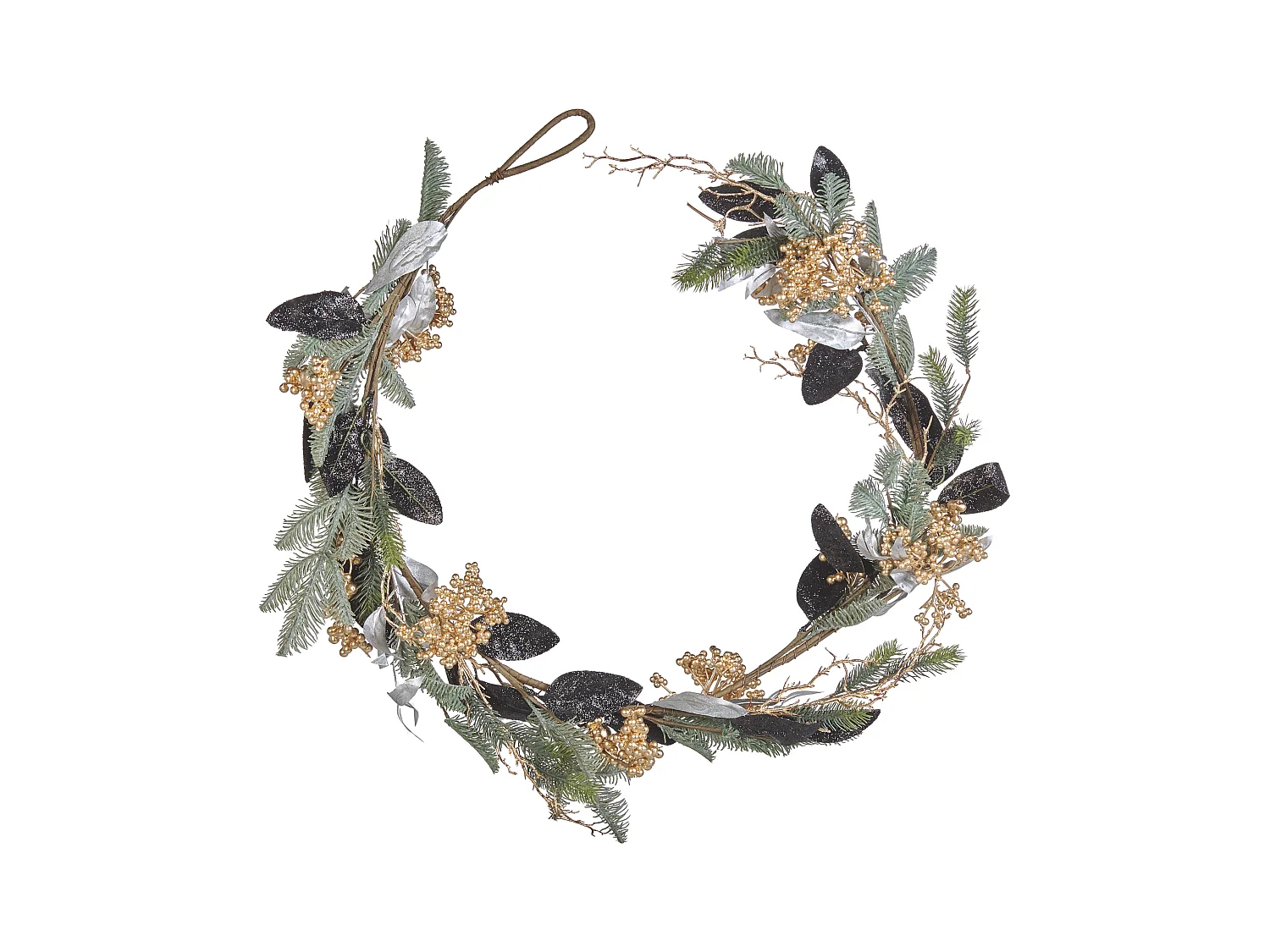 Kunst-Weihnachtsgirlande bunt 150 cm mit Blättern grün / schwarz Terrrassa