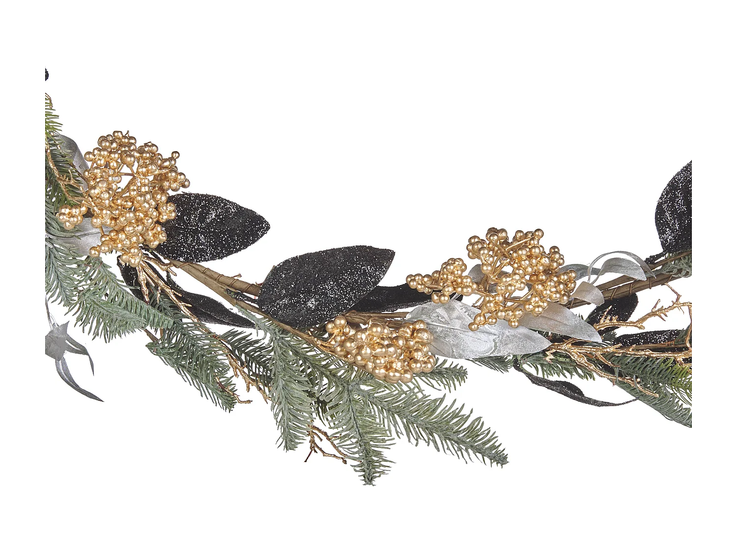 Kunst-Weihnachtsgirlande bunt 150 cm mit Blättern grün / schwarz Terrrassa