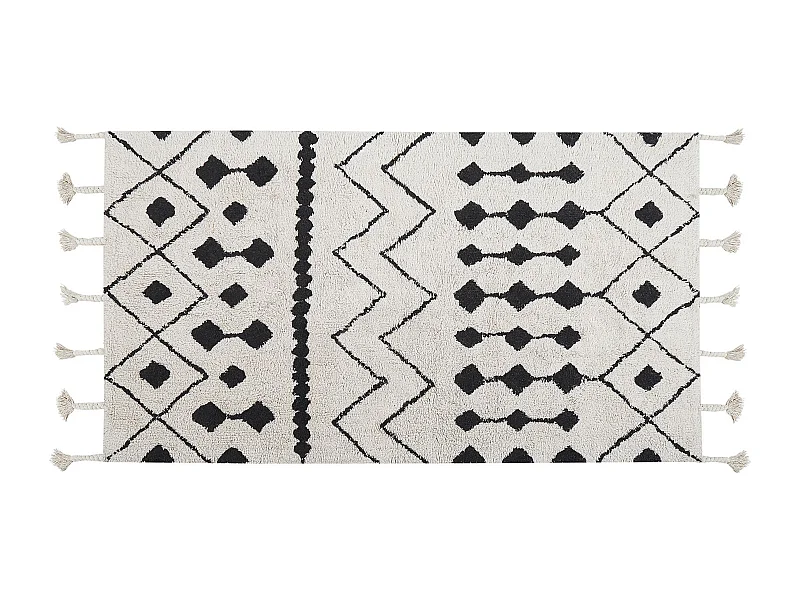 Tapete em algodão preto e branco 80 x 150 cm KHEMISSET