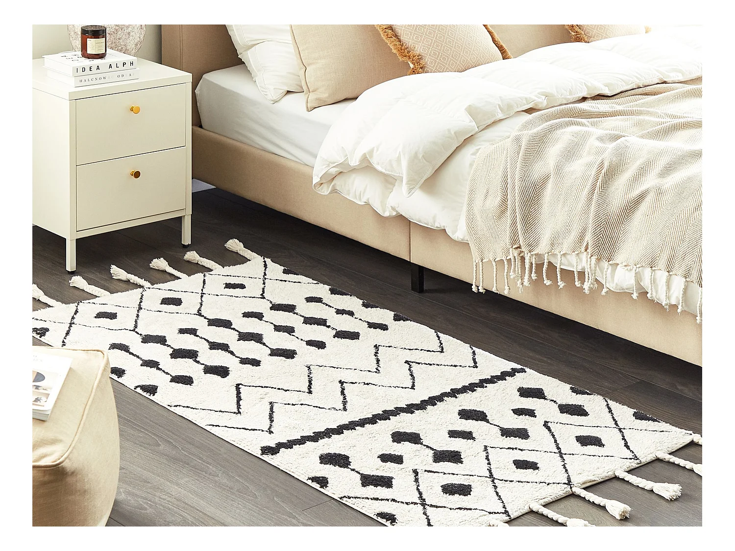 Tapis KHEMISSET Blanc cassé 80 x 150 cm Coton