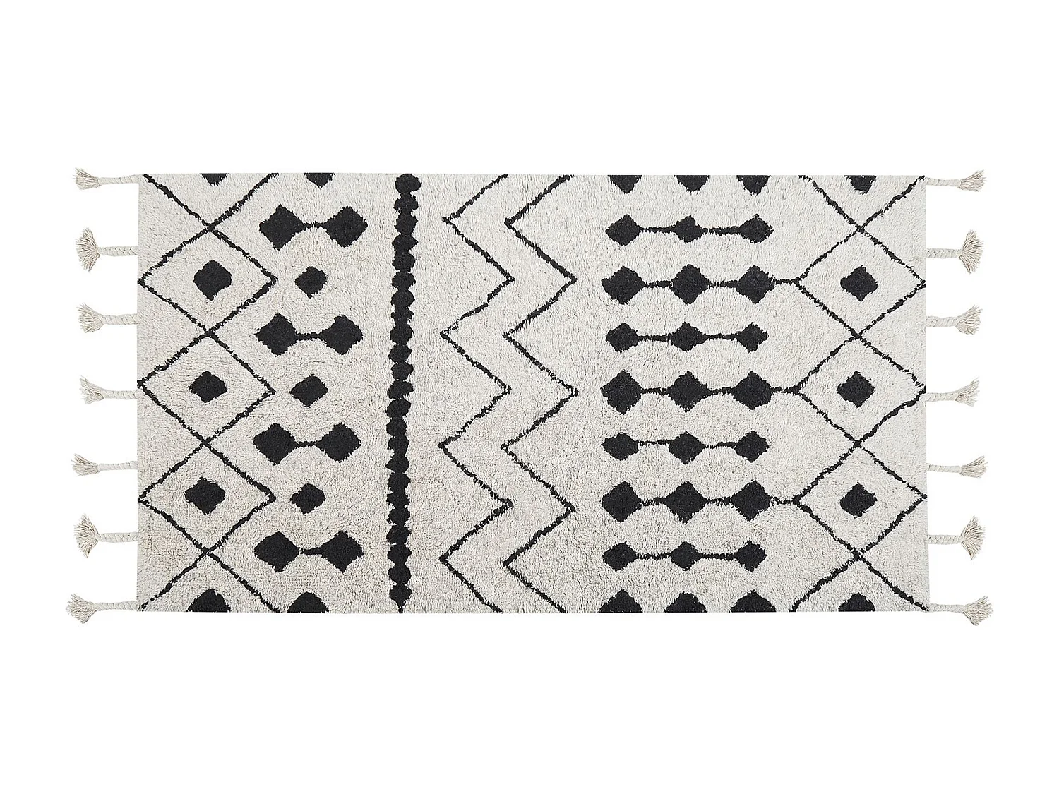 Tapis en coton blanc et noir 80 x 150 cm KHEMISSET