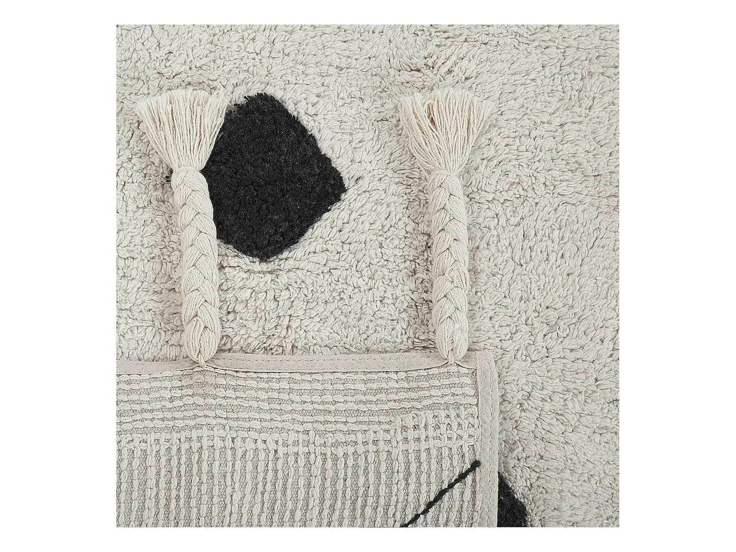 Alfombra de algodón blanco crema/negro 160 x 230 cm KHEMISSET