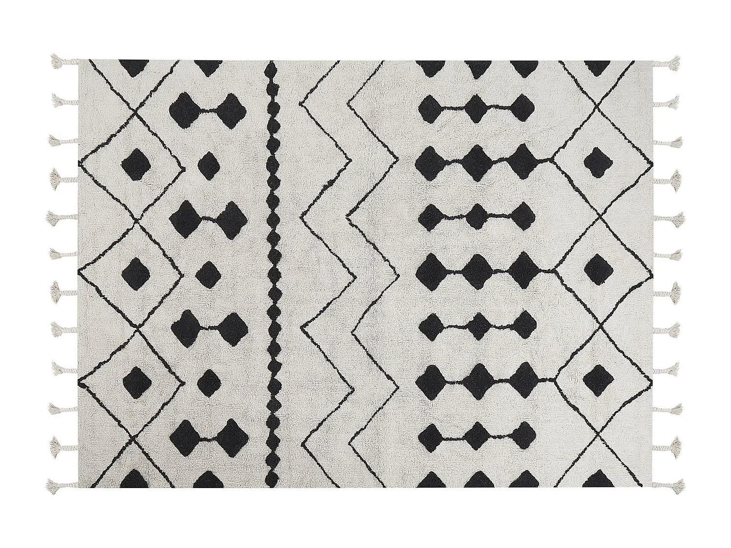 Alfombra de algodón blanco crema/negro 160 x 230 cm KHEMISSET