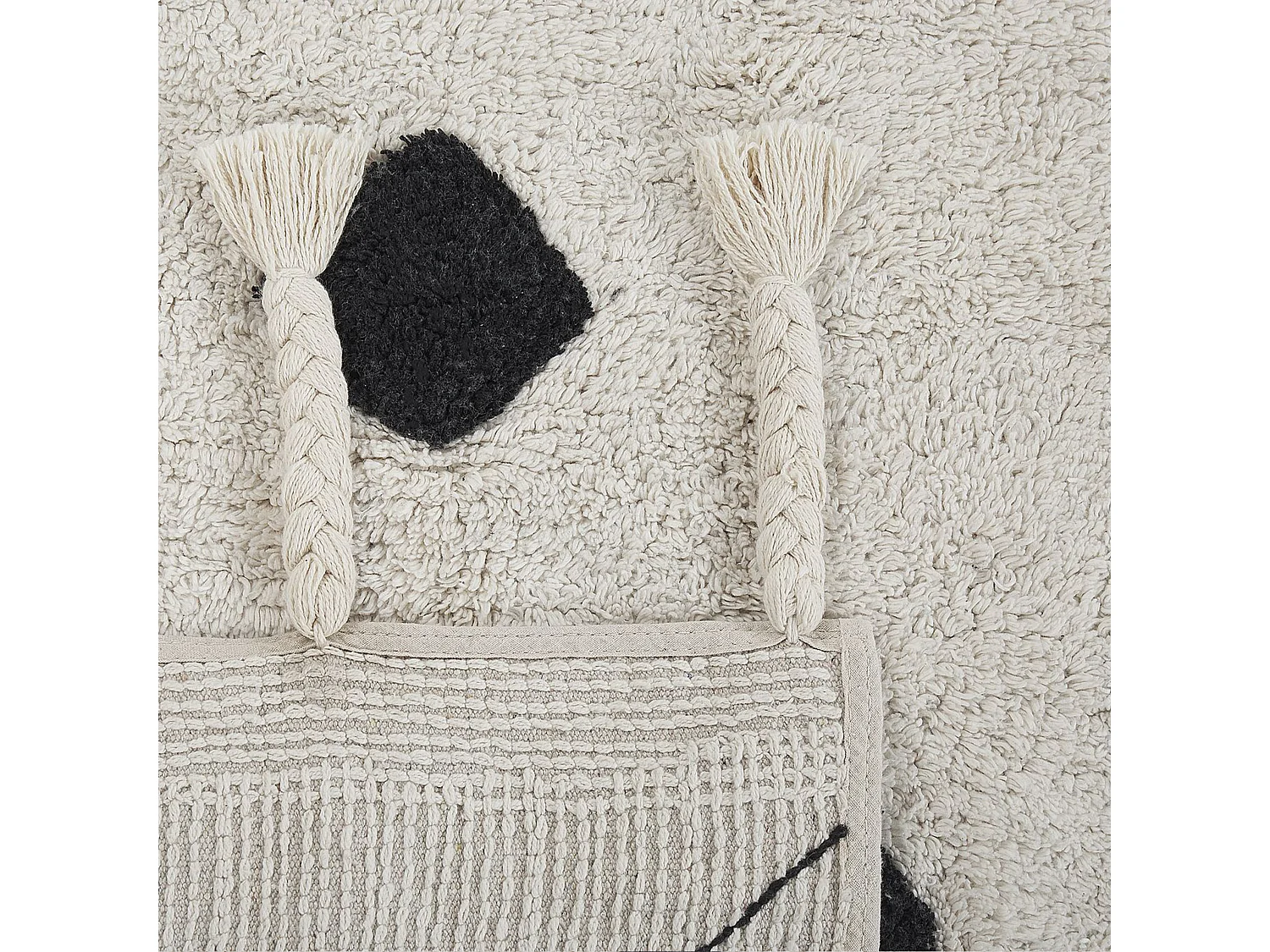 Alfombra de algodón blanco crema/negro 160 x 230 cm KHEMISSET