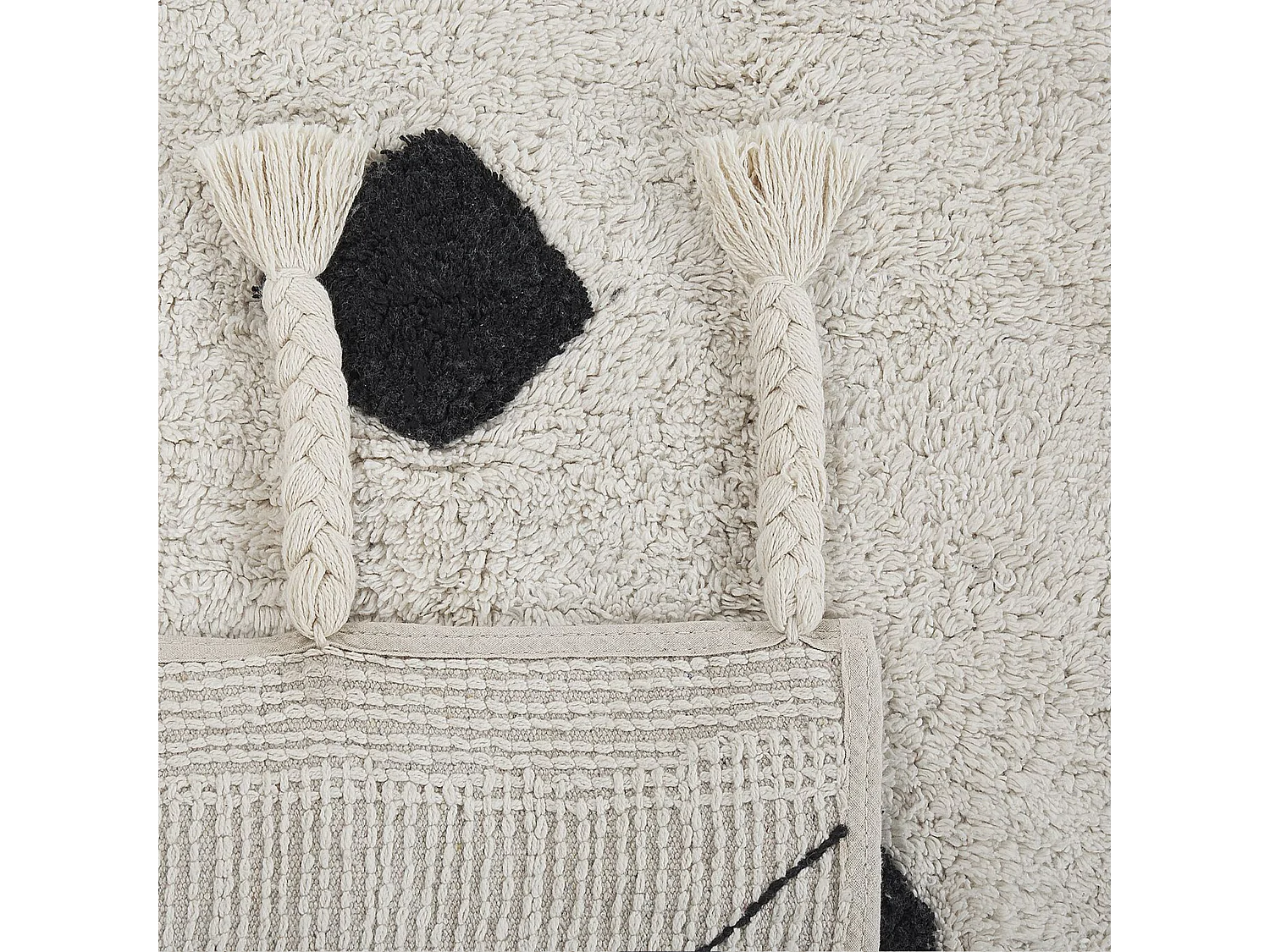 Tappeto cotone bianco sporco e nero 160 x 230 cm KHEMISSET