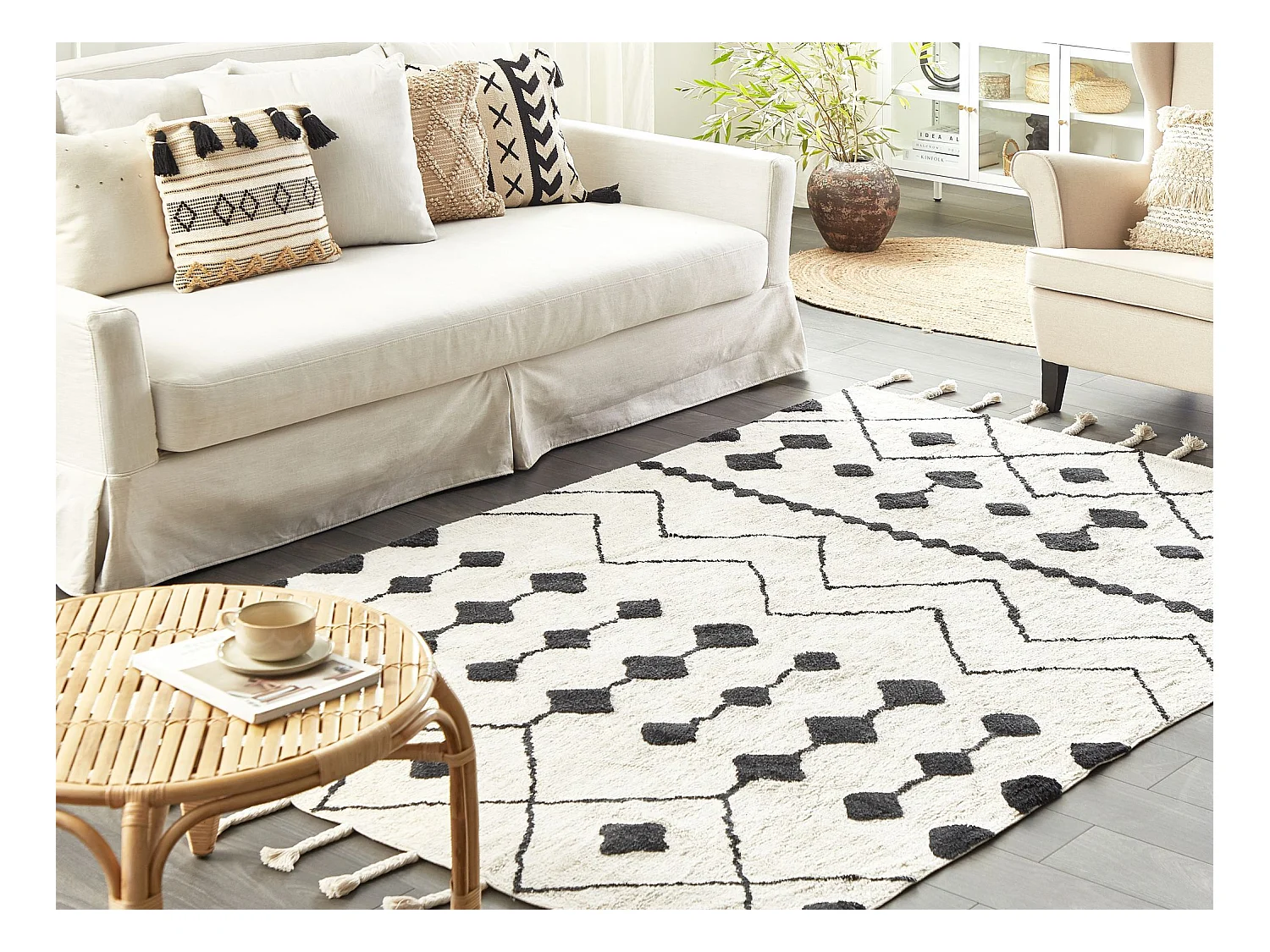 Tapis KHEMISSET Blanc cassé 140 x 200 cm Coton