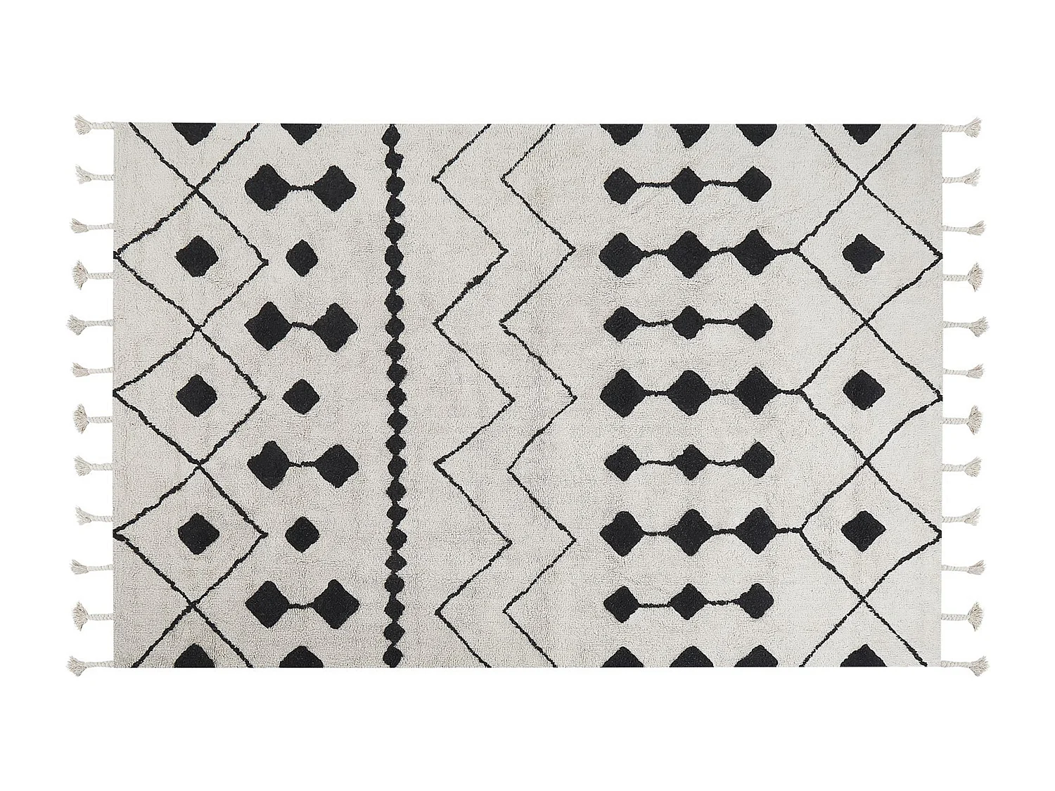 Teppich Baumwolle weiss / schwarz 140 x 200 cm geometrisches Muster Kurzflor KHEMISSET