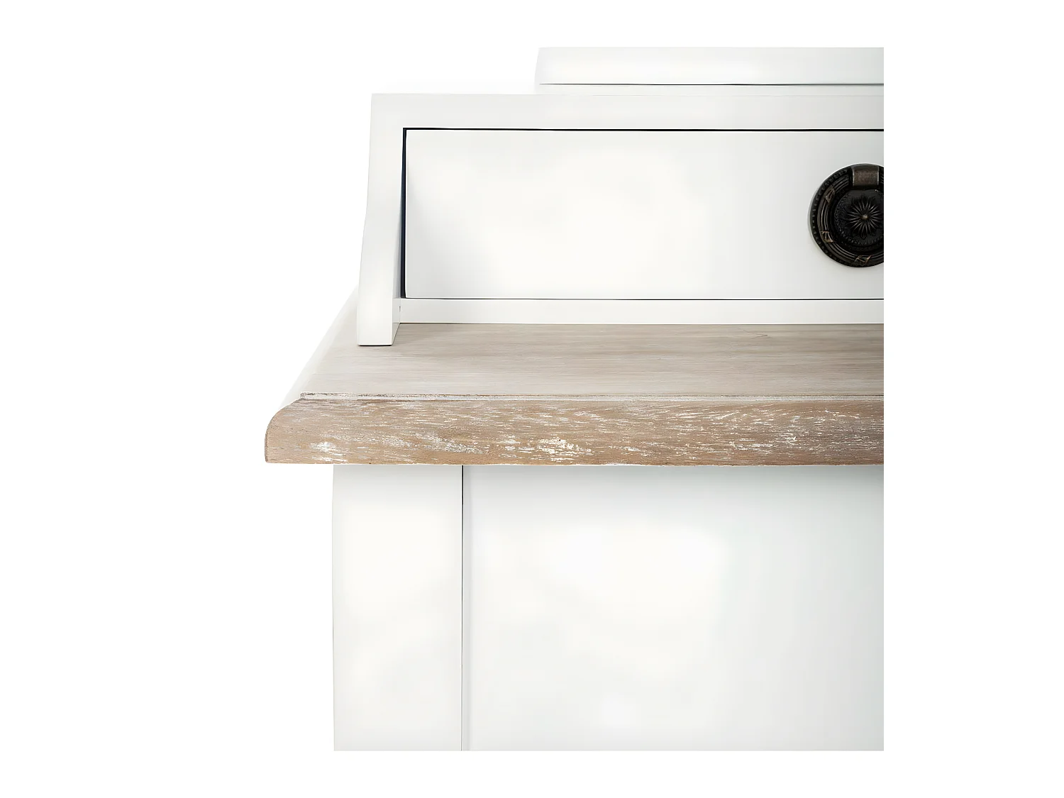 Meuble Coiffeuse en Bois Blanc et Naturel effet blanchi