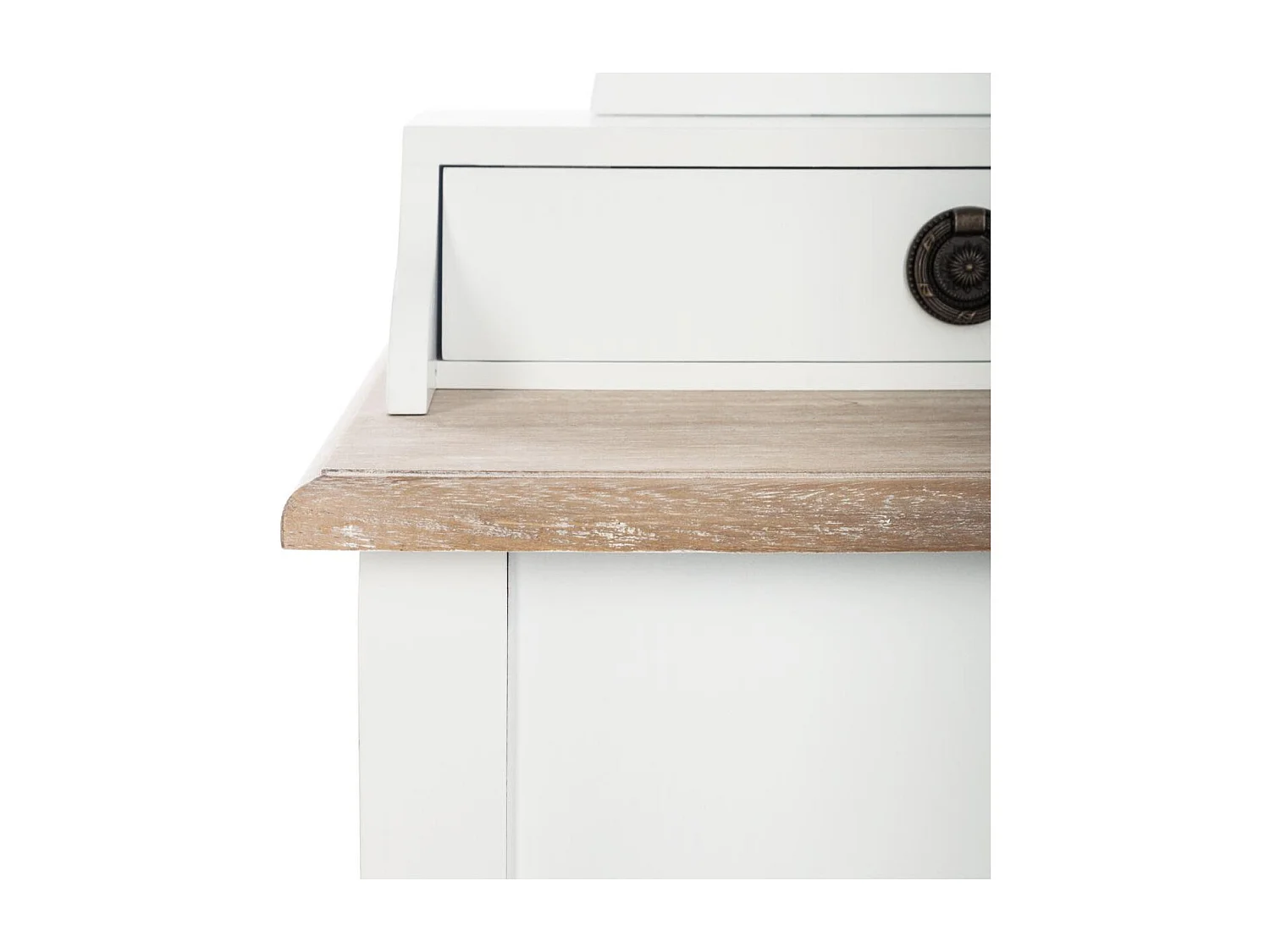 Meuble Coiffeuse en Bois Blanc et Naturel effet blanchi