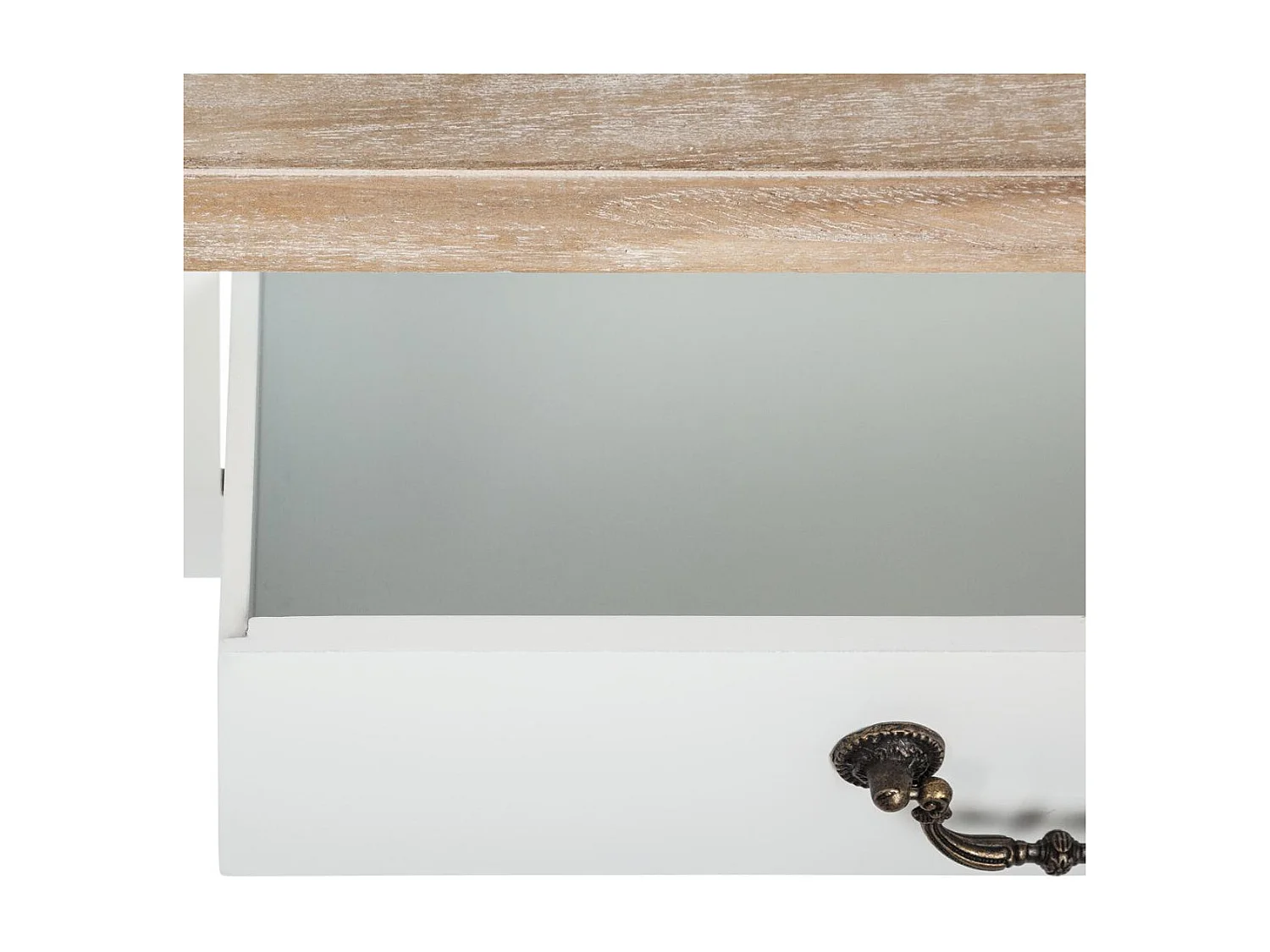Meuble Coiffeuse en Bois Blanc et Naturel effet blanchi