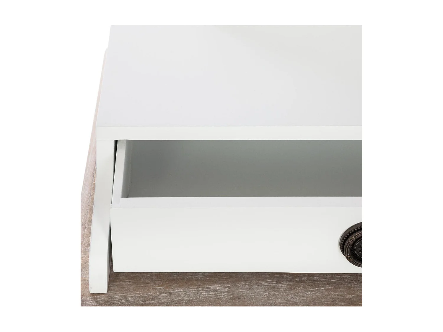 Meuble Coiffeuse en Bois Blanc et Naturel effet blanchi
