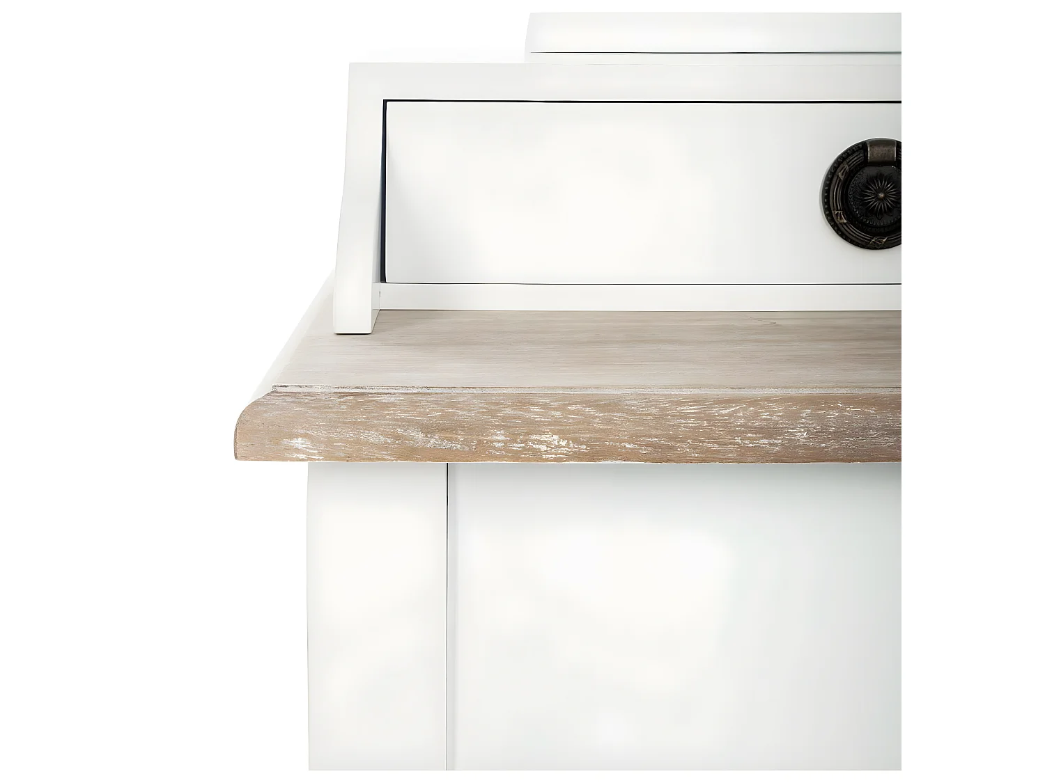 Meuble Coiffeuse en Bois Blanc et Naturel effet blanchi