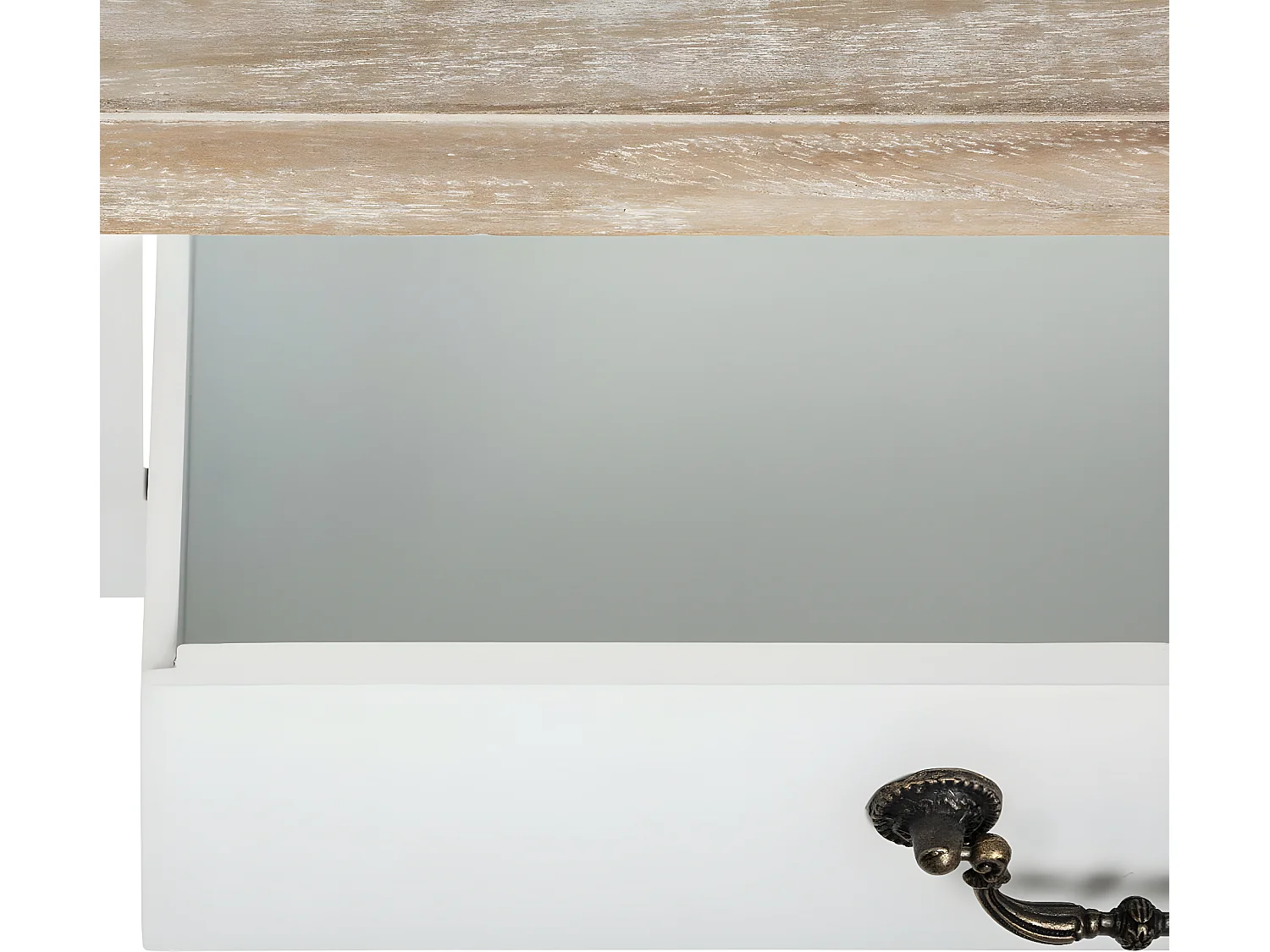 Meuble Coiffeuse en Bois Blanc et Naturel effet blanchi