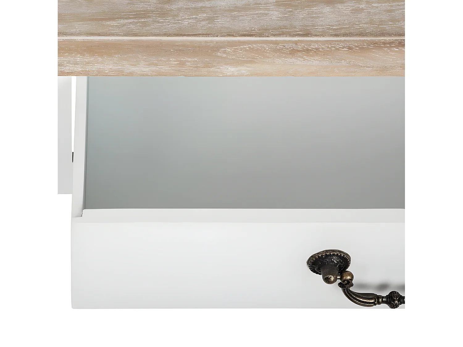 Meuble Coiffeuse en Bois Blanc et Naturel effet blanchi