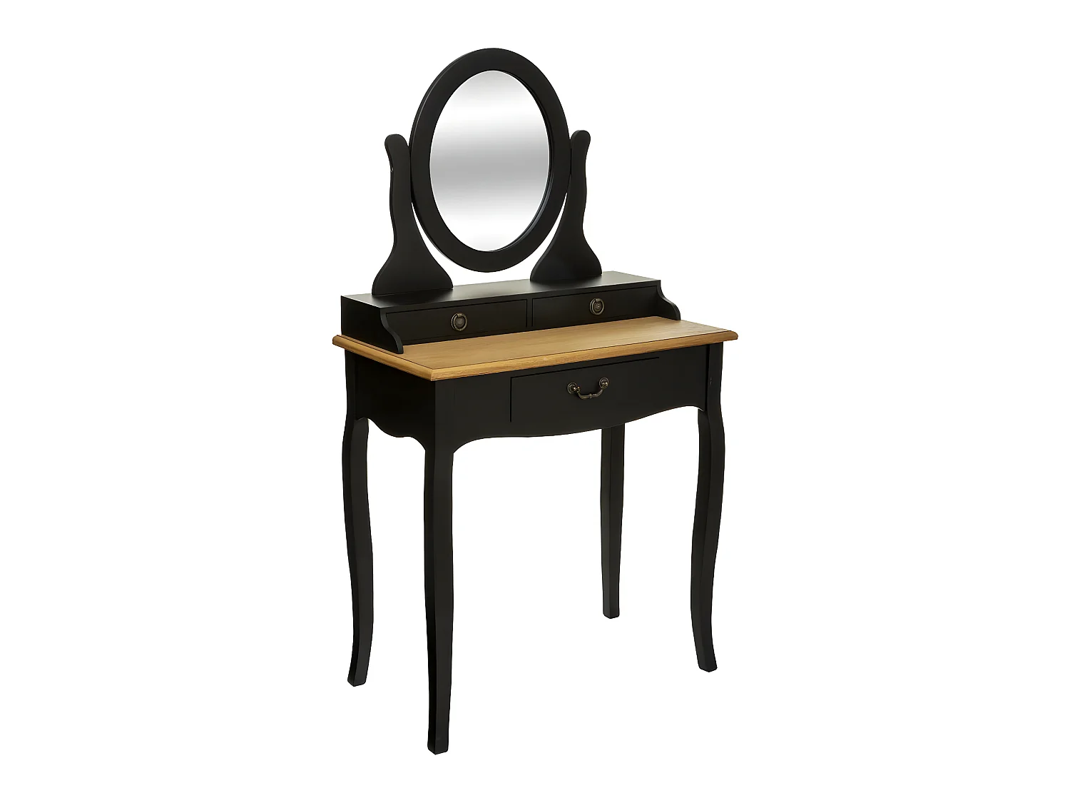 Meuble Coiffeuse en Bois Noir et Naturel