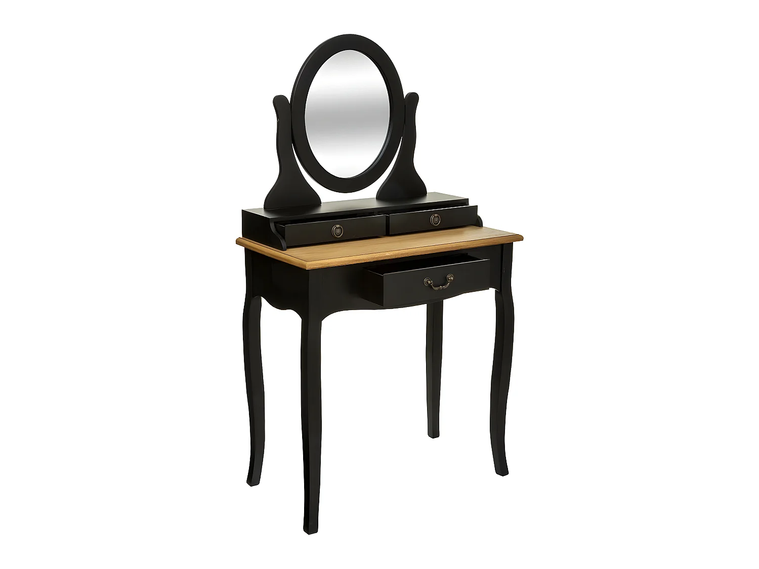 Meuble Coiffeuse en Bois Noir et Naturel