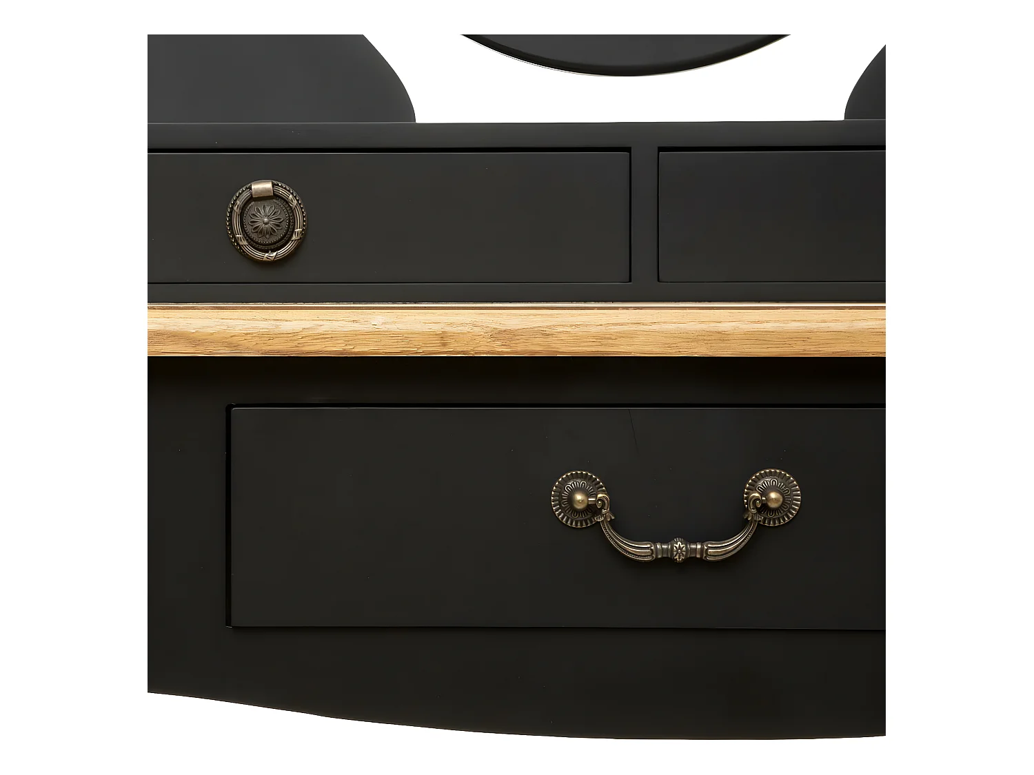 Meuble Coiffeuse en Bois Noir et Naturel