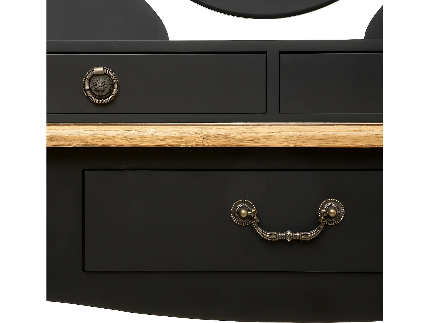 Meuble Coiffeuse en Bois Noir et Naturel