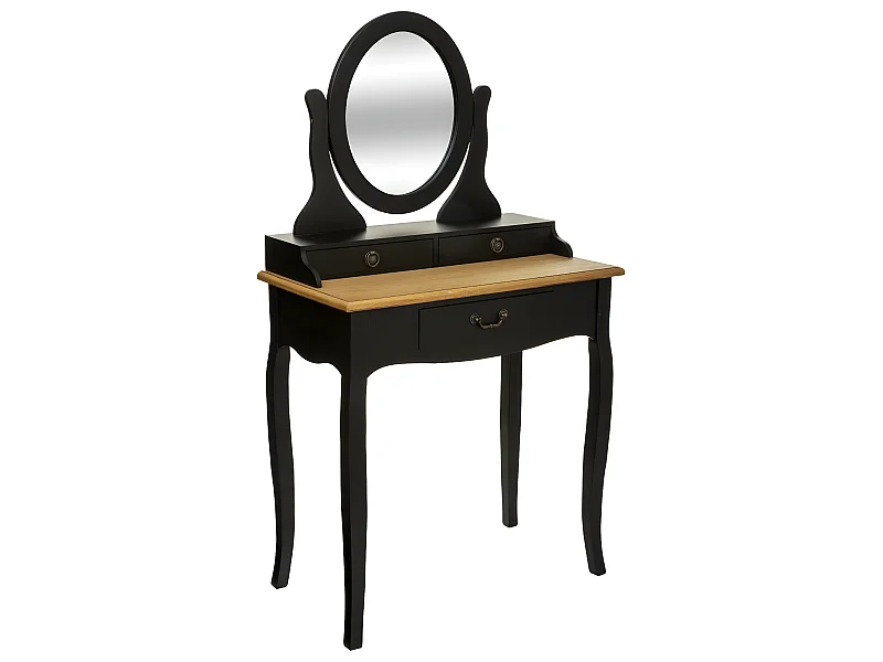 Meuble Coiffeuse en Bois Noir et Naturel