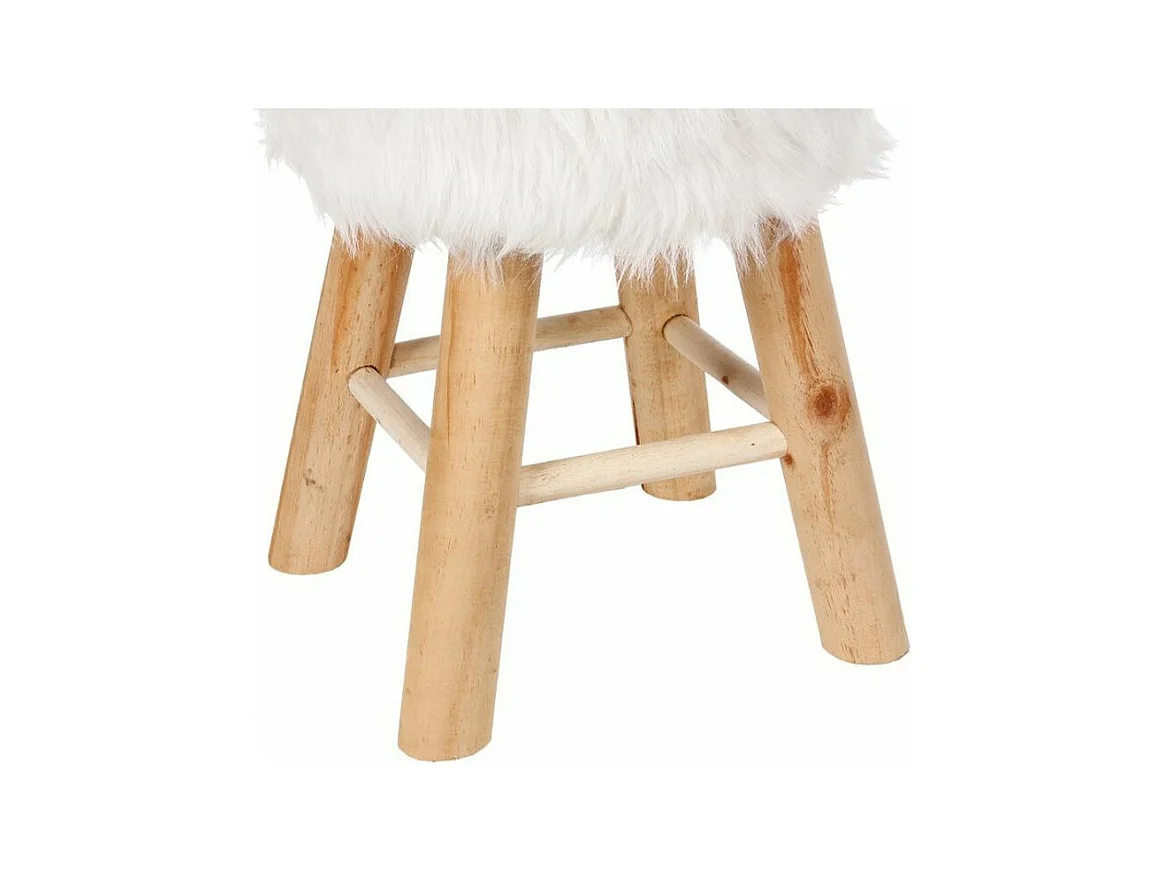 Taburete peludo Madera blanco 30x30x45